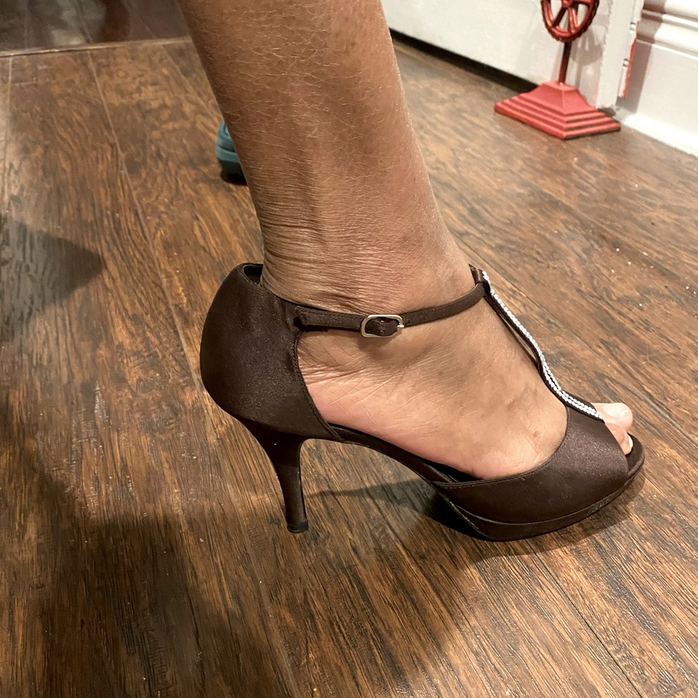 Women Standard Latin Dance Shoes T Strap Fashion High Heels Party Dress Shoes